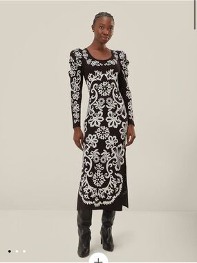 NWOT FARM Rio Black Cashew Mandala Knit Dress XS